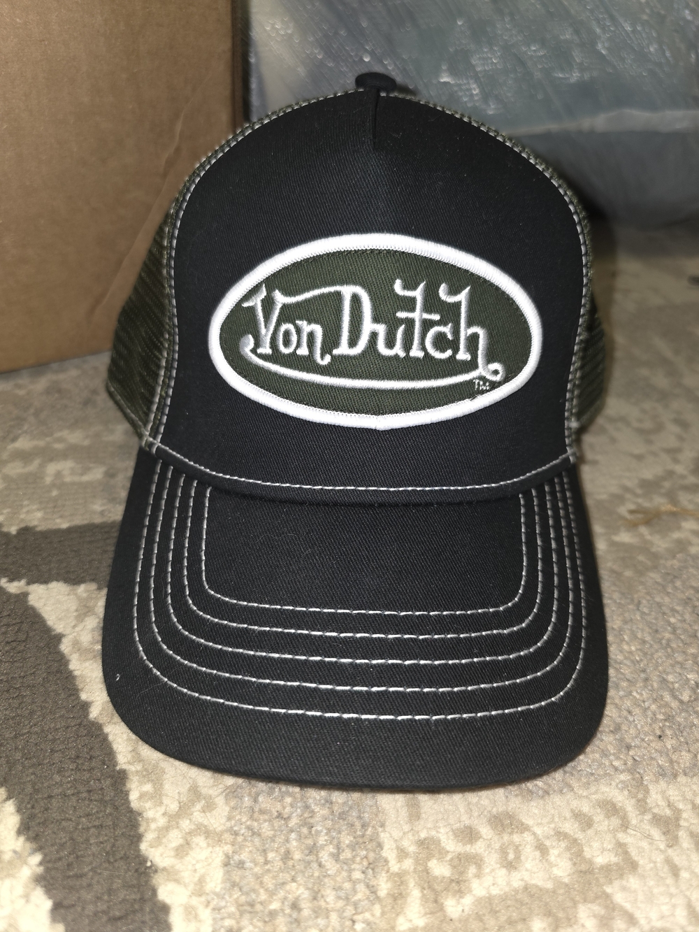 Von Dutch Men's Black Trucker Cap with White Logo